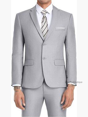 Slim Fit 3-Piece Suit Set with Tie, Recycled Polyester Blend, Business Formal